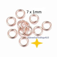 40 Pieces Stainless Steel Jump Rings Rose Gold Plated 7mm Hypoallergenic Tarnish Resistant - jewellery making supplies Australia