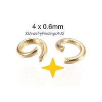 100 Pieces Stainless Steel Jump Rings Gold Plated 4mm Hypoallergenic Tarnish Resistant - jewellery making supplies Australia