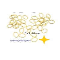 30 Pieces 5x4mm Gold Plated Stainless Steel Oval Jump Ring Hypoallergenic Tarnish Resistant - jewellery making supplies Australia