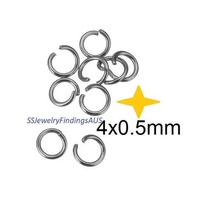 200 Pieces 4mm x 0.5mm Stainless Steel Jump Rings Fine gauge Hypoallergenic Tarnish Resistant - jewellery making supplies Australia