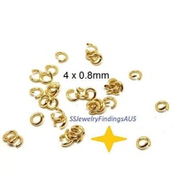 50 Pieces Stainless Steel Jump Rings Gold Plated 4mm Hypoallergenic Tarnish Resistant - jewellery making supplies Australia