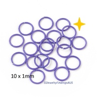 25 Pieces Purple Plated Iron Jump Rings Open 10mm - jewellery making supplies Australia