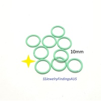 25 Pieces Turquoise Blue/Green Plated Iron Jump Rings Open 10mm - jewellery making supplies Australia