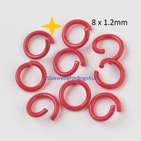 25 Pieces Red Plated Iron Jump Rings Open 8mm - jewellery making supplies Australia