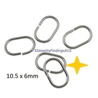 75 Pieces 10x6mm Stainless Steel oval Jump Rings Hypoallergenic Tarnish Resistant - jewellery making supplies Australia