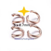 50 Pieces Stainless Steel Jump Rings Rose Gold Plated 6mm Hypoallergenic Tarnish Resistant - jewellery making supplies Australia