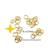 100 Pieces Stainless Steel Jump Rings Gold Plated 6mm Hypoallergenic Tarnish Resistant - jewellery making supplies Australia