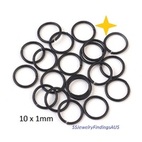 25 Pieces Black Plated Iron Jump Rings Open 10mm - jewellery making supplies Australia