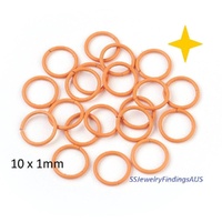 25 Pieces Orange Plated Iron Jump Rings Open 10mm - jewellery making supplies Australia