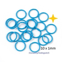 25 Pieces Blue Plated Iron Jump Rings Open 10mm - jewellery making supplies Australia