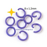 25 Pieces Purple Plated Iron Jump Rings Open 8mm - jewellery making supplies Australia
