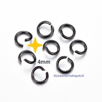 20 Pieces 4mm Stainless Steel Jump Ring Black Tone Hypoallergenic Tarnish Resistant - jewellery making supplies Australia
