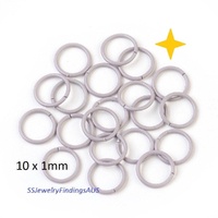 25 Pieces Light Grey Plated Iron Jump Rings Open 10mm - jewellery making supplies Australia