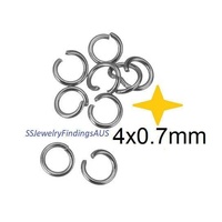 200 Pieces 4mm x 0.7mm Stainless Steel Jump Rings Fine gauge Hypoallergenic Tarnish Resistant - jewellery making supplies Australia