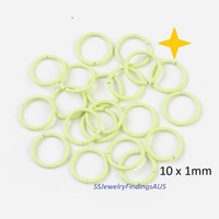 25 Pieces Beige Green Yellow Plated Iron Jump Rings Open 10mm - jewellery making supplies Australia
