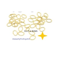 20 Pieces 6x5mm Gold Plated Stainless Steel Oval Jump Ring Hypoallergenic Tarnish Resistant - jewellery making supplies Australia