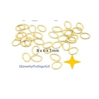 20 Pieces 8x6mm Gold Plated Stainless Steel Oval Jump Ring Hypoallergenic Tarnish Resistant - jewellery making supplies Australia
