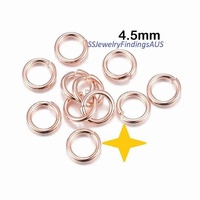 30 Pieces Stainless Steel Jump Rings Rose Gold Plated 4.5mm Hypoallergenic Tarnish Resistant - jewellery making supplies Australia
