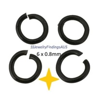 25 Pieces 6mm Stainless Steel Jump Ring Black Tone Hypoallergenic Tarnish Resistant - jewellery making supplies Australia
