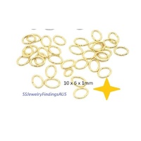 20 Pieces 10x6mm Gold Plated Stainless Steel Oval Jump Ring Hypoallergenic Tarnish Resistant - jewellery making supplies Australia