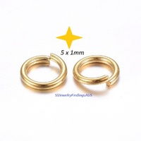 50 Pieces Stainless Steel Jump Rings Gold Plated 5mm Hypoallergenic Tarnish Resistant - jewellery making supplies Australia