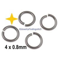200+ Pieces 4 x 0.8mm Stainless Steel Jump rings Hypoallergenic Tarnish Resistant - jewellery making supplies Australia