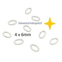 75 Pieces 4x6mm Stainless Steel Oval Jump Ring Hypoallergenic Tarnish Resistant - jewellery making supplies Australia