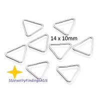100 Pieces Stainless Steel 14x10mm Triangle Link Jump Rings Hypoallergenic Tarnish Resistant - jewellery making supplies Australia