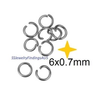 200 Pieces 6mm x 0.7mm Stainless Steel Jump Rings Fine gauge Hypoallergenic Tarnish Resistant - jewellery making supplies Australia