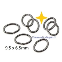 50 Pieces 9.5 x 6.5mm Stainless Steel Oval Jump Ring Hypoallergenic Tarnish Resistant - jewellery making supplies Australia