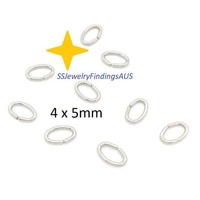 150 Pieces 4x5mm Stainless Steel Oval Jump Ring Hypoallergenic Tarnish Resistant - jewellery making supplies Australia