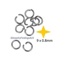 200 Pieces 9mm Stainless Steel Jump Rings Fine gauge Hypoallergenic Tarnish Resistant - jewellery making supplies Australia