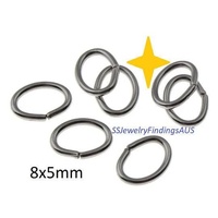 100 Pieces 8x5mm Stainless Steel Oval Jump Ring Hypoallergenic Tarnish Resistant - jewellery making supplies Australia