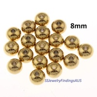 10 Pieces Stainless Steel Gold Plated Beads 8mm Hypoallergenic Tarnish Resistant - jewellery making supplies Australia