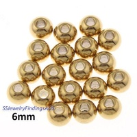 10 Pieces Stainless Steel Gold Plated Beads 6mm Hypoallergenic Tarnish Resistant - jewellery making supplies Australia
