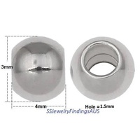 30 Pieces Stainless Steel Rondelle Spacer Beads 3x4mm Hypoallergenic Tarnish Resistant - jewellery making supplies Australia