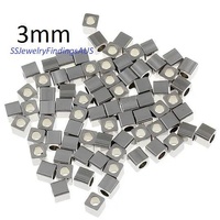 25 Pieces 3x3mm Stainless Steel Square Beads Hypoallergenic Tarnish Resistant - jewellery making supplies Australia