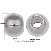 10 Pieces Stainless Steel Rondelle Spacer Beads 8x10mm Hypoallergenic Tarnish Resistant - jewellery making supplies Australia