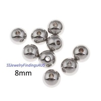 20 Pieces 8mm Stainless Steel Round Beads Hypoallergenic Tarnish Resistant