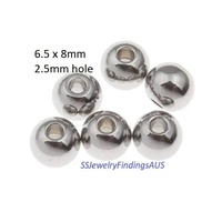 10 Pieces Stainless Steel Rondelle Spacer Beads 8x6mm Hypoallergenic - jewellery making supplies Australia