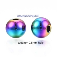 5 Pieces Stainless Steel Anodized and Plated Spacer Beads 10x9mm Hypoallergenic Tarnish Resistant - jewellery making supplies Australia