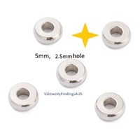 30 Pieces 5mm Stainless Steel Drum Disc Beads Hypoallergenic Tarnish Resistant - jewellery making supplies Australia