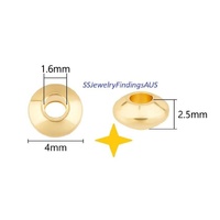 15 Pieces Stainless Steel Gold Plated Beads 4mm Drum Disc Hypoallergenic Tarnish Resistant - jewellery making supplies Australia