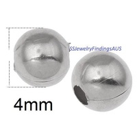 60 Pieces 4mm Stainless Steel Round Spacer Bead Hypoallergenic Tarnish Resistant - jewellery making supplies Australia