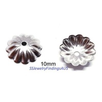 25 pieces 10x2mm Linear patterned Stainless Steel Bead Caps Hypoallergenic Tarnish Resistant - jewellery making supplies Australia