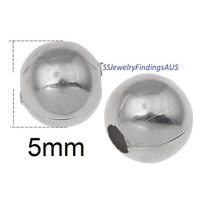 50 Pieces 5mm Stainless Steel Spacer Beads Hypoallergenic Tarnish Resistant - jewellery making supplies Australia