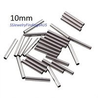 50 Pieces Stainless Steel 10mm Tube Beads Hypoallergenic Tarnish Resistant - jewellery making supplies Australia
