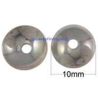 25 pieces 10x2mm Flat Dome Stainless Steel Bead Caps Hypoallergenic Tarnish Resistant - jewellery making supplies Australia