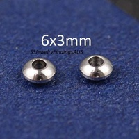 25 Pieces 6x3mm Stainless Steel Flat Bicone Spacer Beads Hypoallergenic  Tarnish Resistant - jewellery making supplies Australia