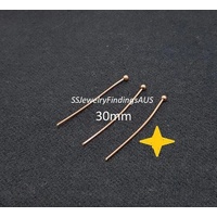 15 Pieces Stainless Steel Ball Head Pins Rose Gold 30mm Hypoallergenic Tarnish Resistant - jewellery making supplies Australia